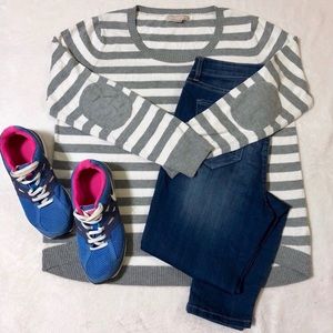 Banana Republic striped elbow patch sweater
